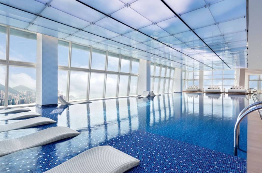 Hotel pool at The Ritz-Carlton, Kowloon, Hong Kong