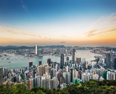 Hong Kong skyline at sunset