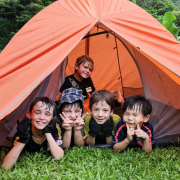 Children camping at Ark Eden