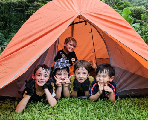 Children camping at Ark Eden